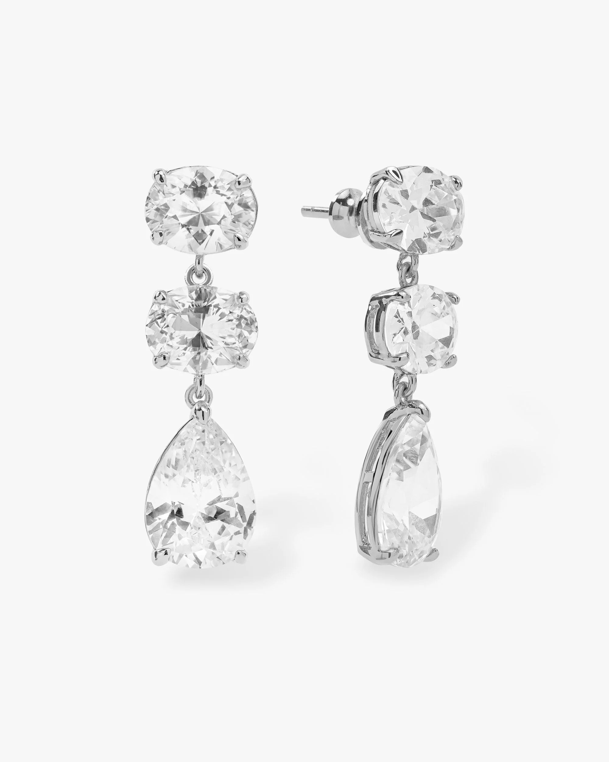 Hello Gorgeous Drop Earrings - Silver|White Diamondettes | Melinda Maria Jewelry
