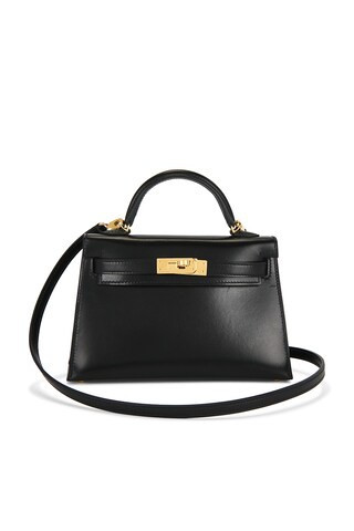 Hermes Box Kelly 20 Sellier Handbag in Black | FWRD 