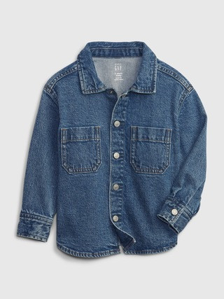 Toddler Oversized Denim Shirt with Washwell | Gap (CA)