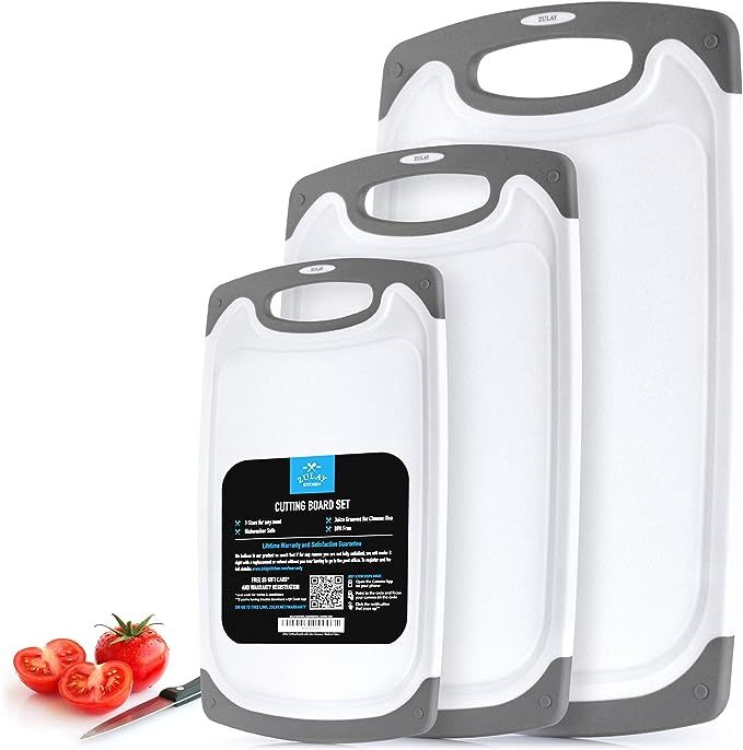 Zulay (3-Piece Set) - Plastic Cutting Board Set - BPA Free Chopping Board With Juice Grooves - Pl... | Amazon (US)
