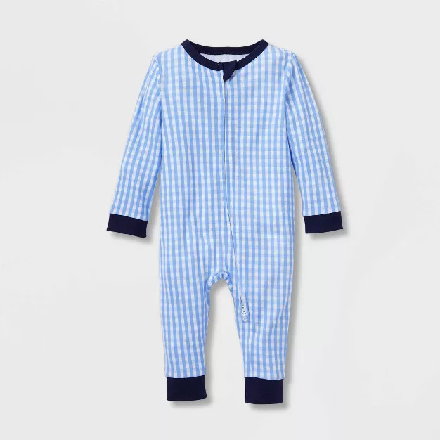 Baby Gingham Matching Family Pajama Union Suit - Blue | Target