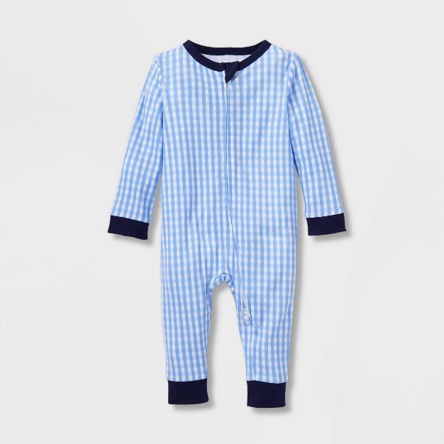 Baby Gingham Matching Family Pajama Union Suit - Blue | Target