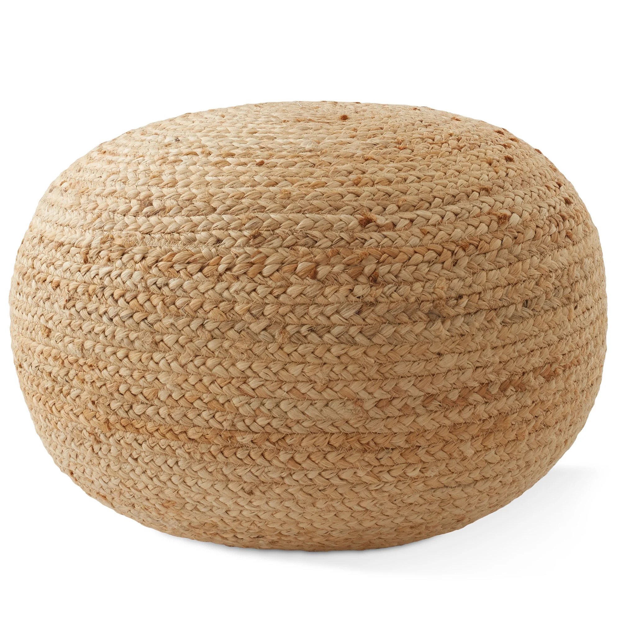 Hand-Braided Jute Pouf Ottoman, 19" Round x 10-1/2" High Woven Footrest, Boho Farmhouse Home Acce... | Walmart (US)