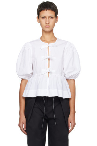 White Ruched Blouse | SSENSE