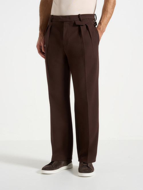 Manière De Voir Pierre Relaxed Fit Pleated Tailored Trousers in Brown at Nordstrom, Size 30 | Nordstrom
