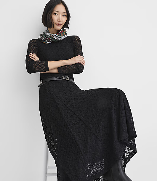 Loft Stretch Lace Godet Maxi Dress | LOFT