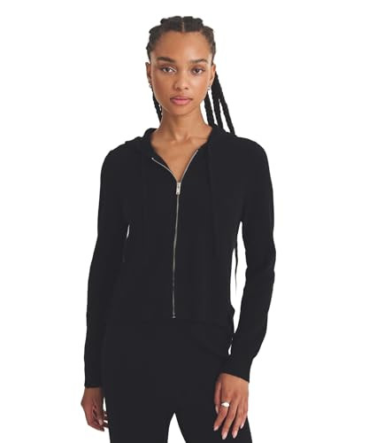 NAADAM, Cashmere Cropped Zip Up Hoodie, Black, S | Amazon (US)