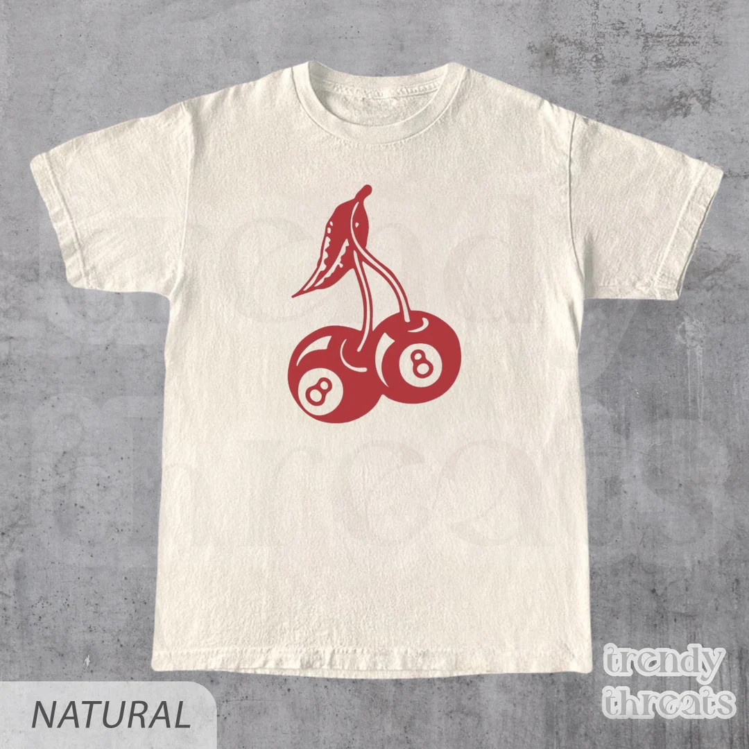 Retro Cherry 8 Ball T-Shirt | Y2K Clothing Shirt | Vintage 90s Pool Shirt | Y2K Lucky Tee | Billa... | Etsy (US)