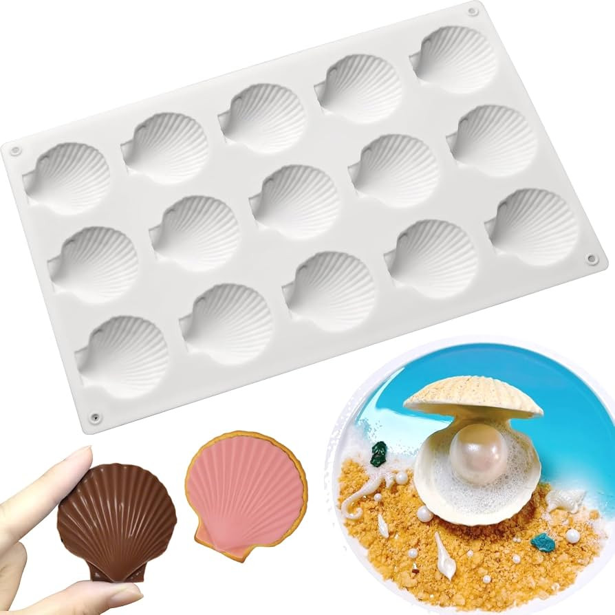 15-Cavity Silicone Seashell Mold,Non-Stick Marine Theme Silicone Molds for Chocolate, Biscuit Bak... | Amazon (US)