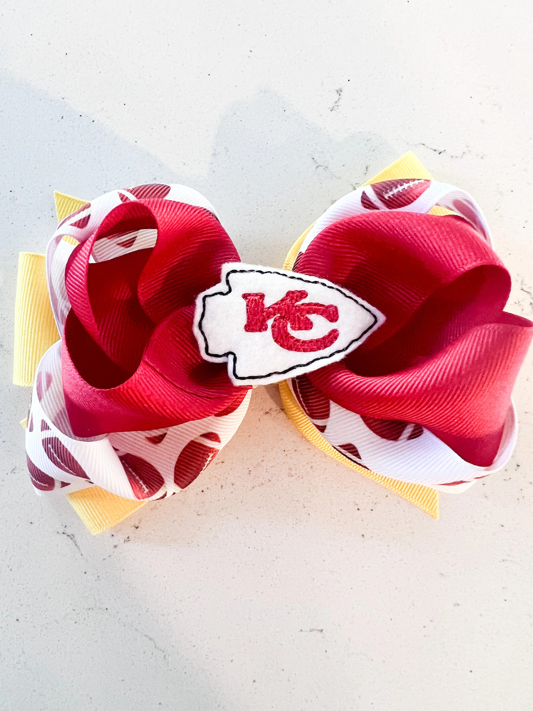 KC Chiefs Hair Bow, Chiefs Hairbow, Chiefs Hair Bow, Chiefs Hair Clip, Football Hair Bow, Kansas ... | Etsy (US)