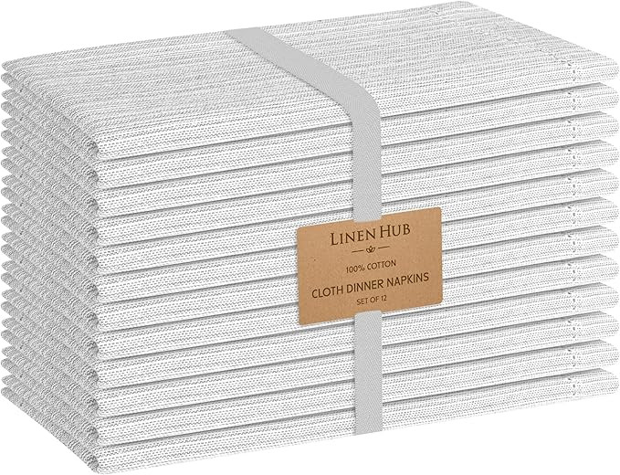 Linen Hub Set of 12 Cotton Cloth Dinner Napkins 18x18 inches - Soft Durable Washable - Ideal for ... | Amazon (CA)