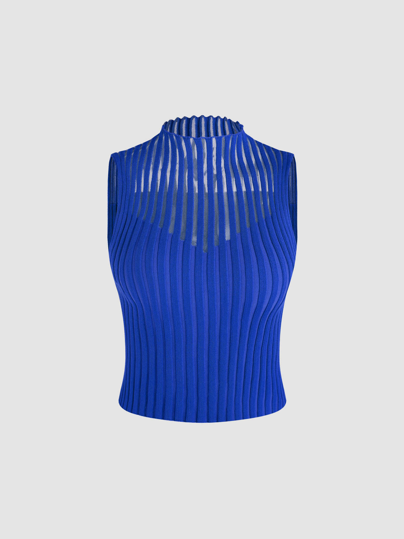 Solid Knit Stand Collar Ruffle Trim Tank Top | Cider