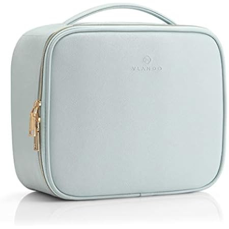 Vlando Travel Makeup Bag, Large Capacity Cosmetic Bag for Women PU Leather Makeup Case Organizer ... | Amazon (US)