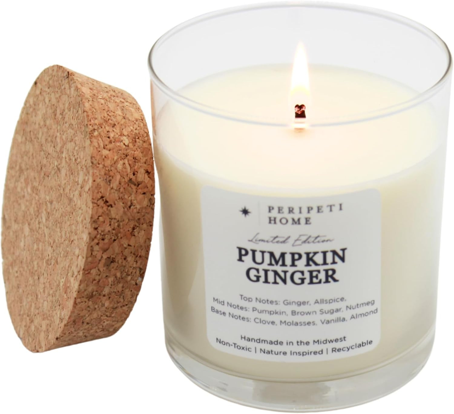 PERIPETI Home Pumpkin Ginger Scented Candle, Classic Wick – 8.5oz Natural Soy Wax for Energizin... | Amazon (US)