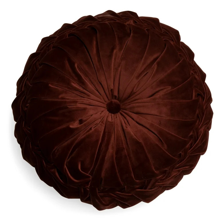 Round Pleated Velvet Decorative Pillow, 16" by Drew Barrymore Flower Home - Walmart.com | Walmart (US)