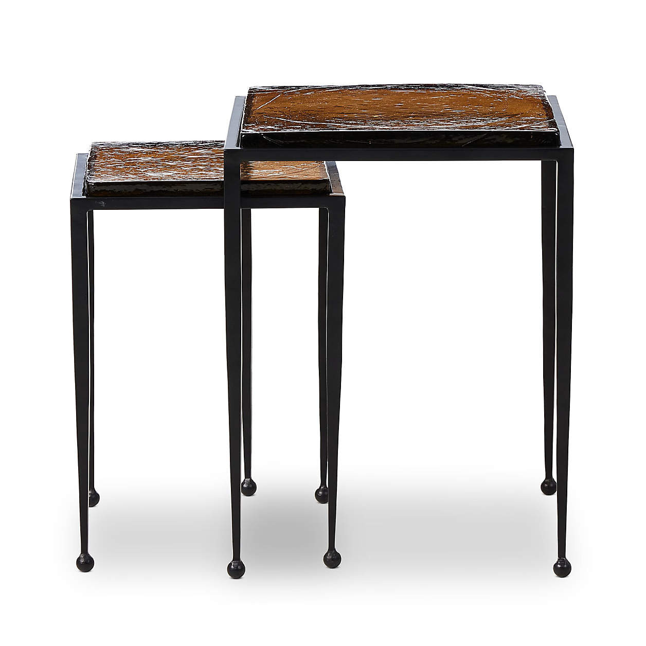 Dalston Amber Nesting End Tables | Crate & Barrel | Crate & Barrel