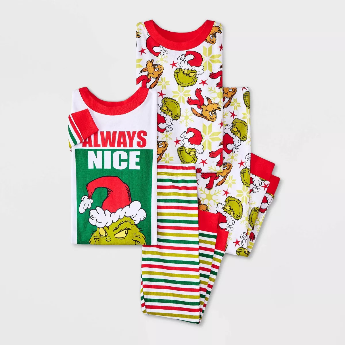 Toddler 4pc Snug Fit The Grinch Always Nice Cotton Christmas Pajama Set | Target
