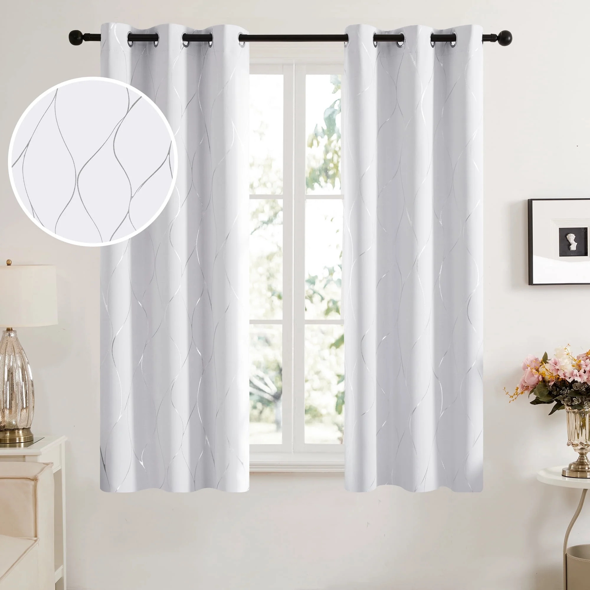 Deconovo Grommet Blackout Curtains for Bedroom, 2 Panels, Grayish White, 42"x63", Thermal Insulat... | Walmart (US)