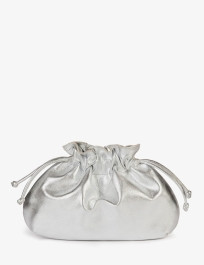 Puffball Leather Clutch - Silver | Penelope Chilvers