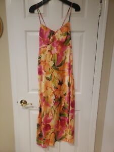 NWT NICOLE MILLER NEW YORK Satin Floral Print Maxi Dress Sz XL | eBay US