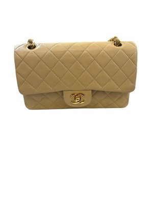 Chanel Women Medium Double Flap Quilted  Gold Tan Leather Bag Gold Chain | eBay US