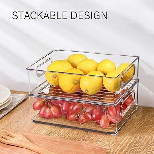 Stackable Refrigerator Organizer Bins, 6 Pack Clear Kitchen Organizer Container Bins with Handles... | Amazon (US)