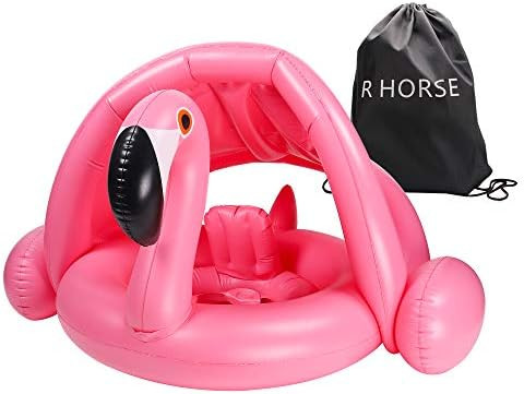 R HORSE Baby Flamingo Float with Canopy Adjustable and Removable Sun Shade Inflatable Swimming Ri... | Amazon (CA)