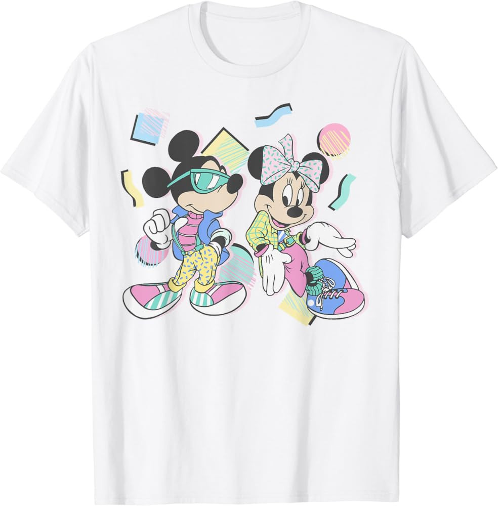 Disney Mickey And Friends Mickey & Minnie Retro 80's Style T-Shirt | Amazon (US)