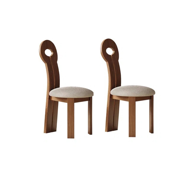 Tish Mid- Century Side Chair Dining Chairs, Solid Wood Legs,White lamb wool cushion, Fully Assemb... | Wayfair North America