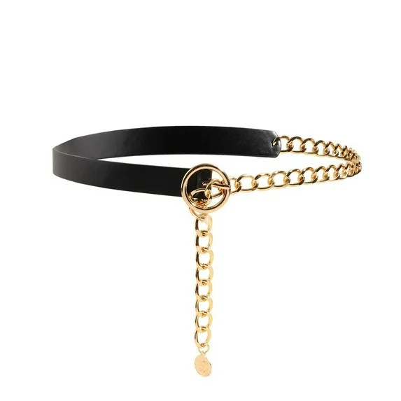 Previn Women's Chain Skinny Belt Faux Leather Rhinestone Casual Summer Belt For Dress Bling Buckl... | Walmart (US)