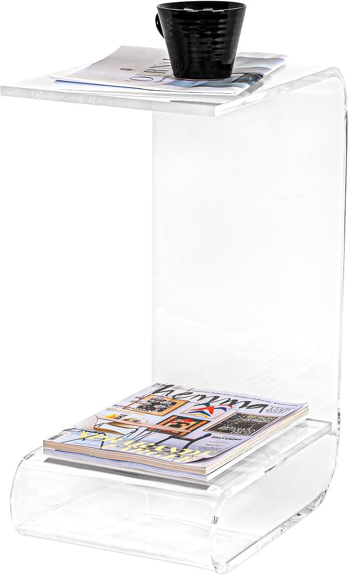 Acrylic End Table - G-Shaped End Tables for Living Room - Transparent Small Side Table, Clear Nig... | Amazon (US)