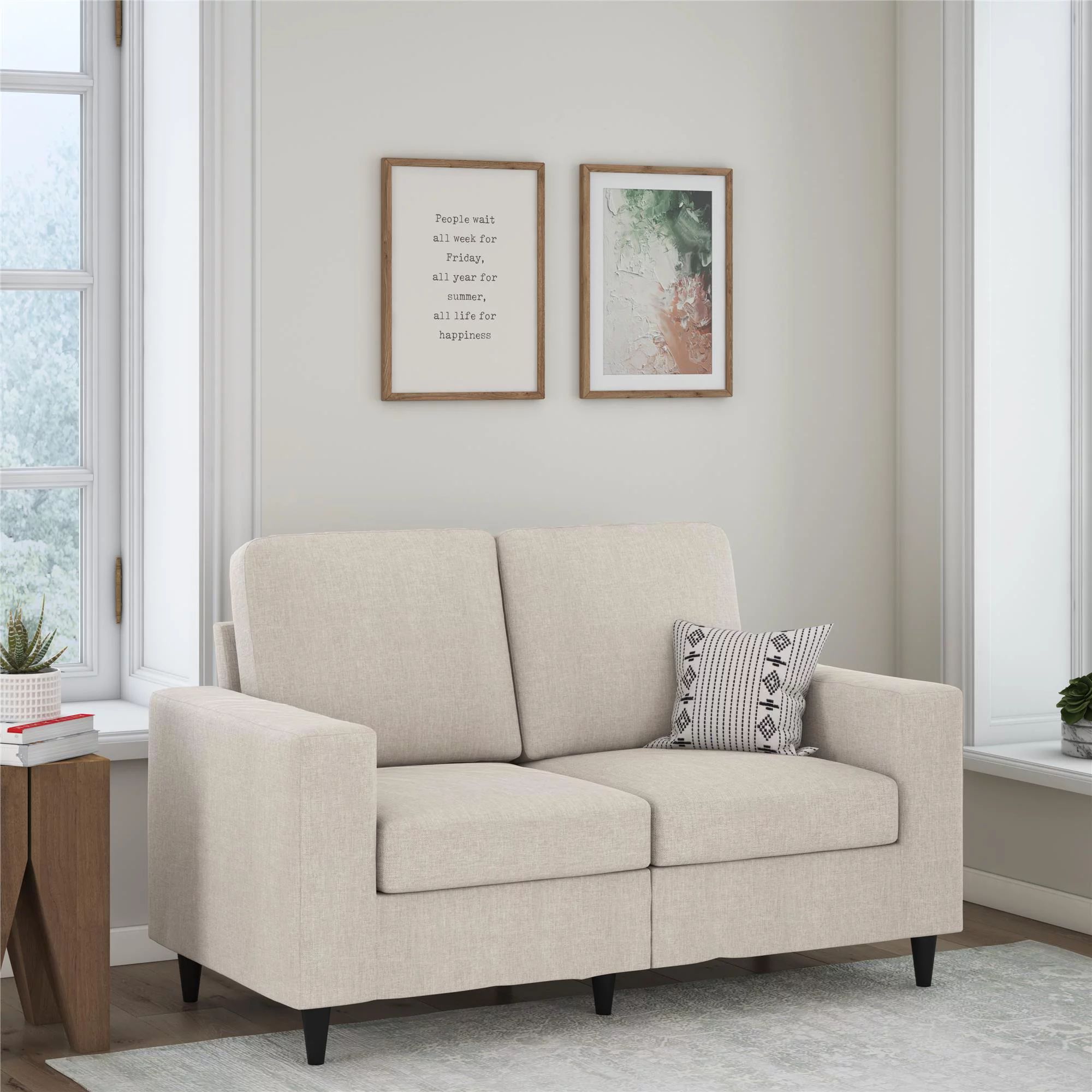 DHP Cooper Loveseat 2 Seater Sofa, Beige Linen | Walmart (US)