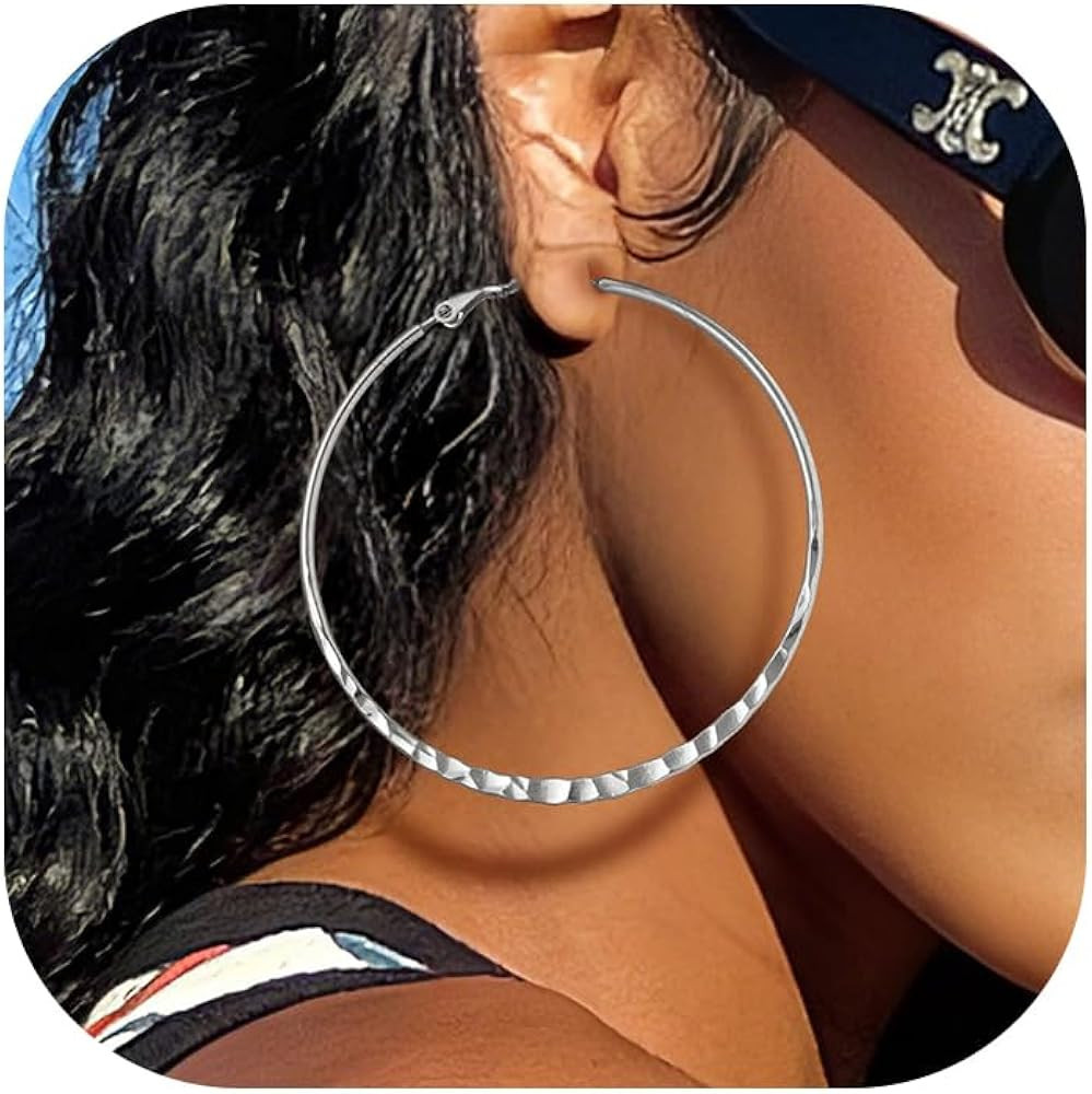 Stainless Steel/18K Gold/Black Plated Hoop Earrings for Women 30/40/60/80mm Hoops Hypoallergenic Fashion Jewelry(Gift Wrapped) | Amazon (US)