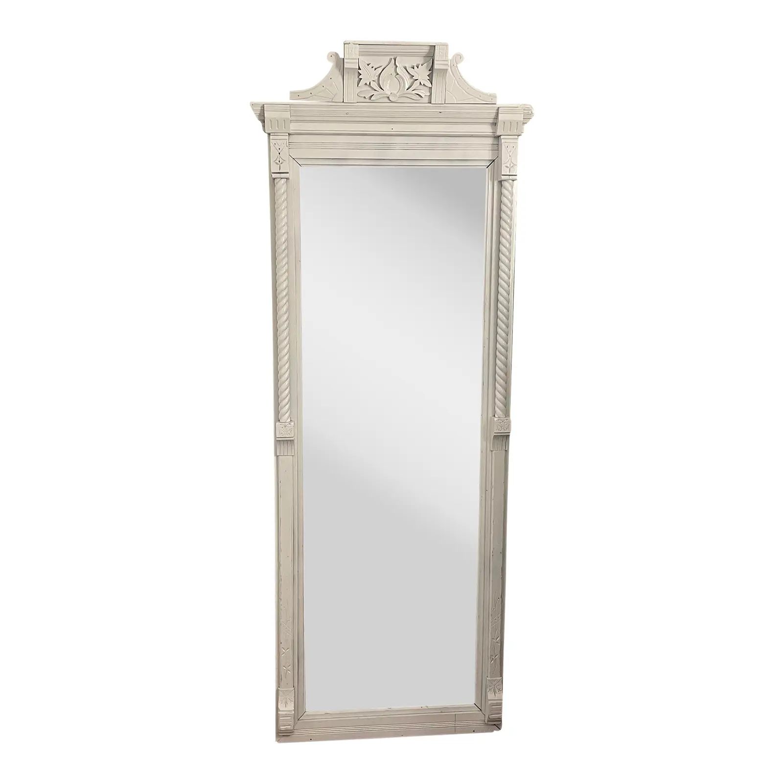 19th Century Victorian Eastlake Pier/Hall Mirror With White Lacquer | Chairish