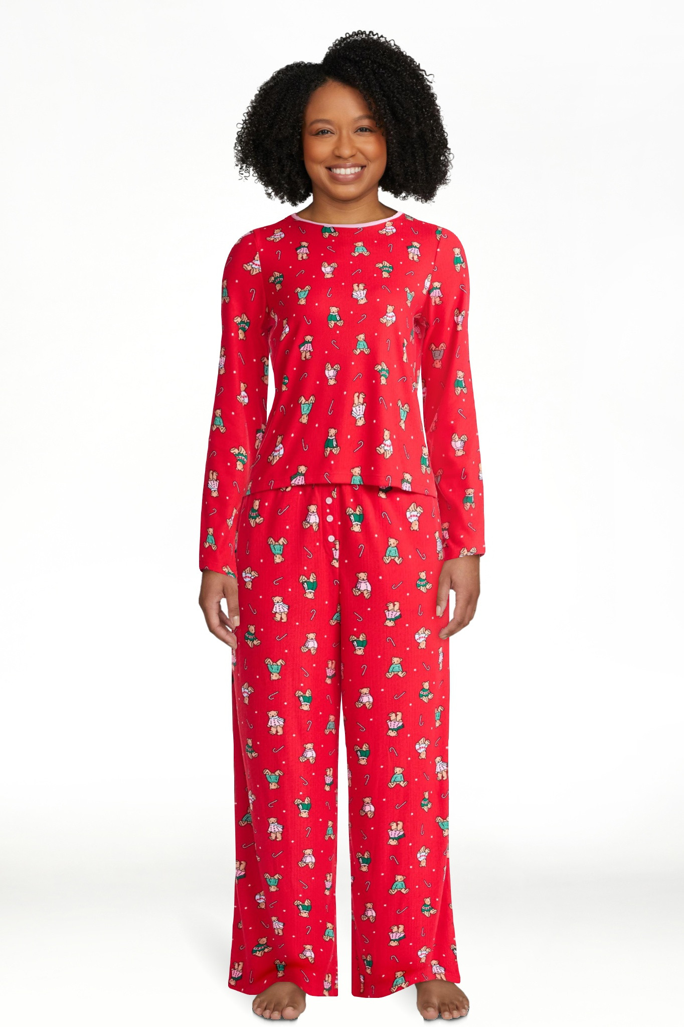 Christmas Women's and Women's Plus Long Sleeve Top and Wide Leg Pants Pajama Set from Holiday Tim... | Walmart (US)