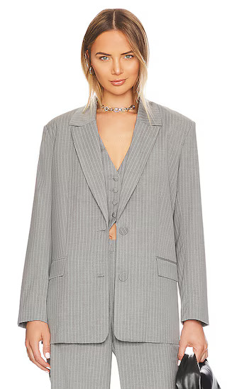 Pin Stripe Blazer in Grey Strpe | Revolve Clothing (Global)