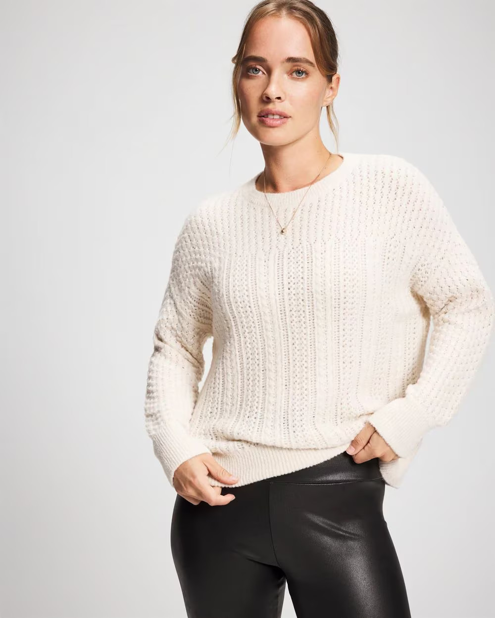 Mix Stitch Crew Neck Sweater | Soma | SOMA