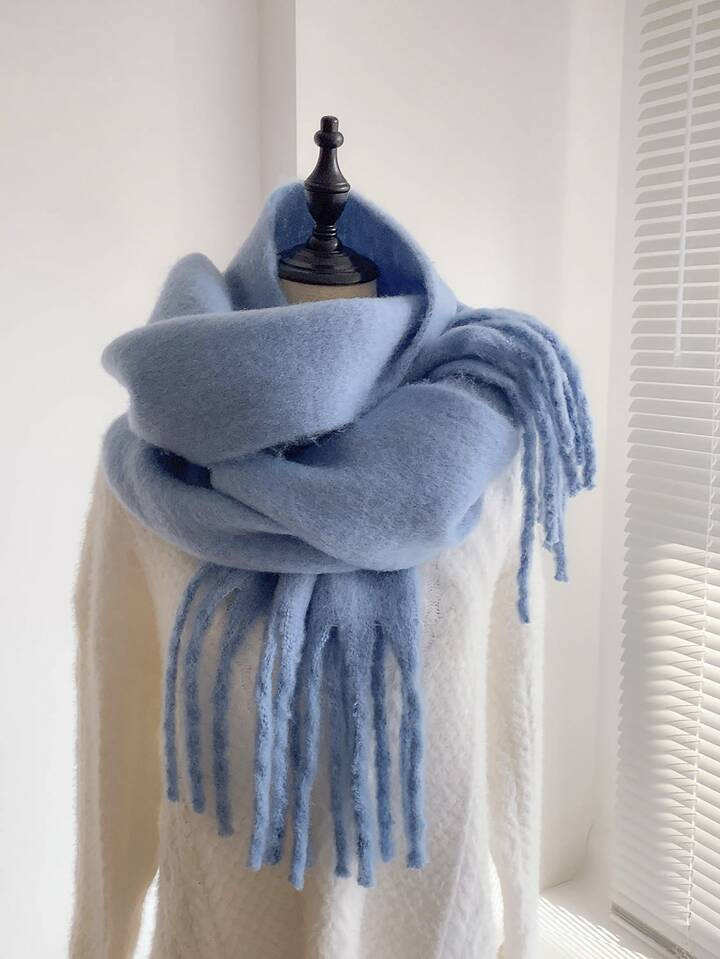 1pc Women's Thickened Long Knitted Scarf With Tassels For Autumn And Winter, Suitable For Everyda... | SHEIN