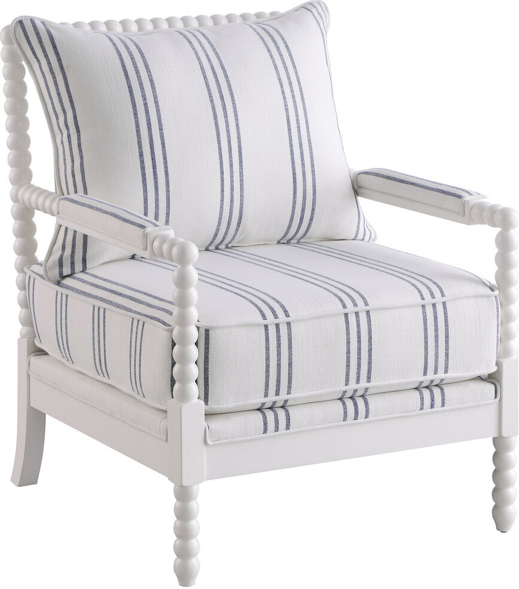 Blanchett Upholstered Accent Chair with Spindle Accent White and Navy | 1stopbedrooms
