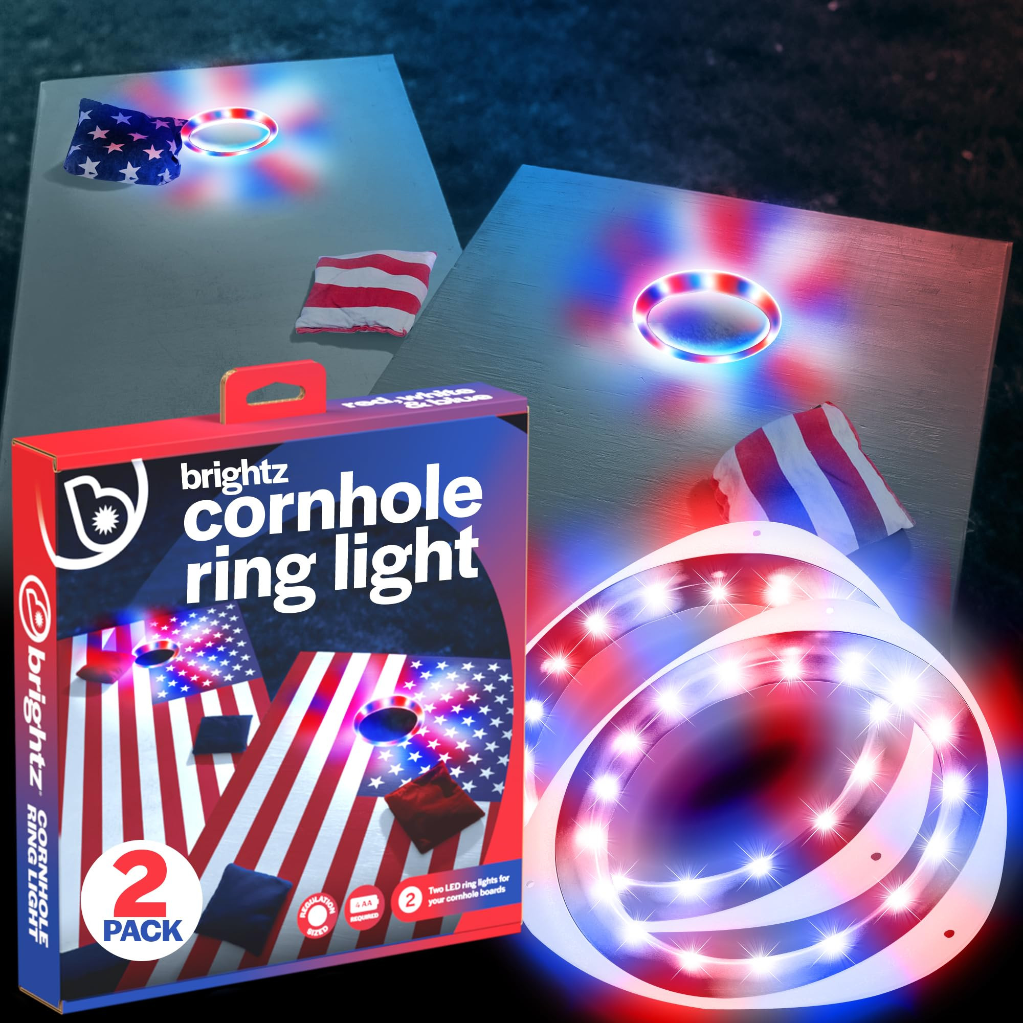 Brightz LED Cornhole Board Ring Lights, 2-Pack - 48-Hour Battery Life - Illuminate Your Game with... | Amazon (US)