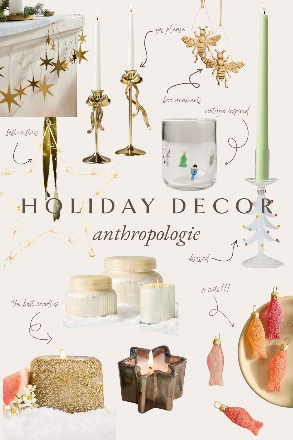 anthropologie decor, anthro home, holiday decor, whimsical christmas, brass ornaments, candle holders, taper holder, fun ornaments, best candles 

 #LTKHoliday #LTKSeasonal #LTKHome