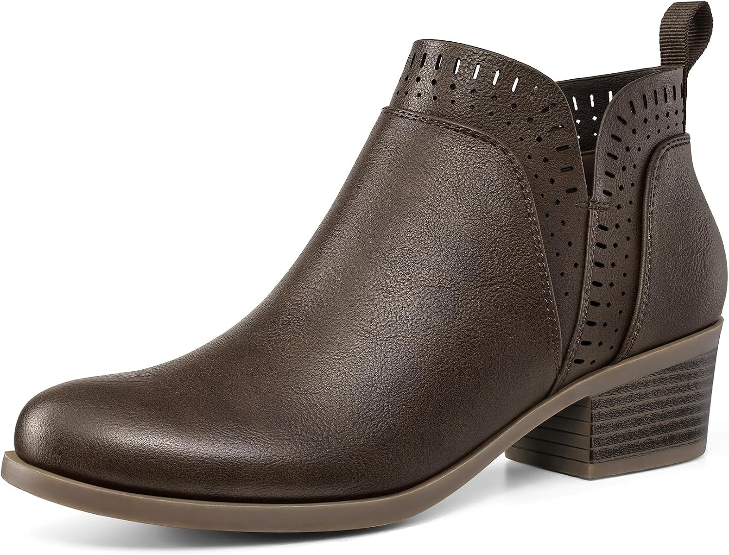mysoft Women's Ankle Boots Chunky Block Heel Booties with Side Zippers | Amazon (US)