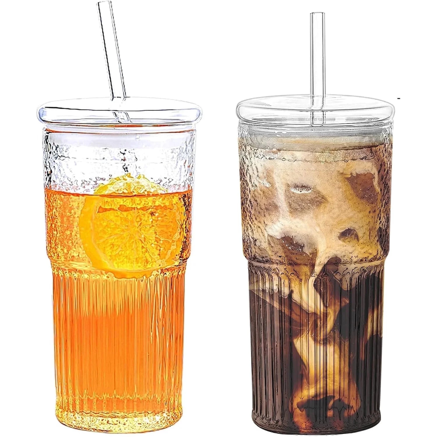 2PCS Plastic Cups with Lids and Straws 20 oz Iced Coffee Cups Home Essential and Coffee Bar Acces... | Walmart (US)