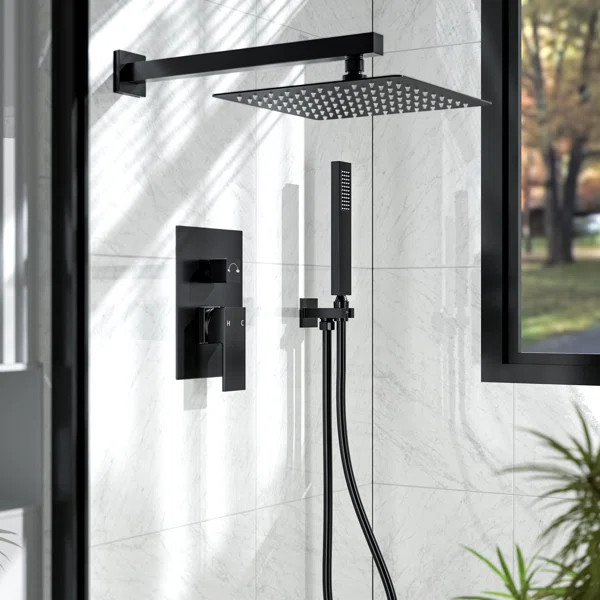RainfallCascade 10" Pressure Balanced Rain Shower System with Handheld Spray | Wayfair North America