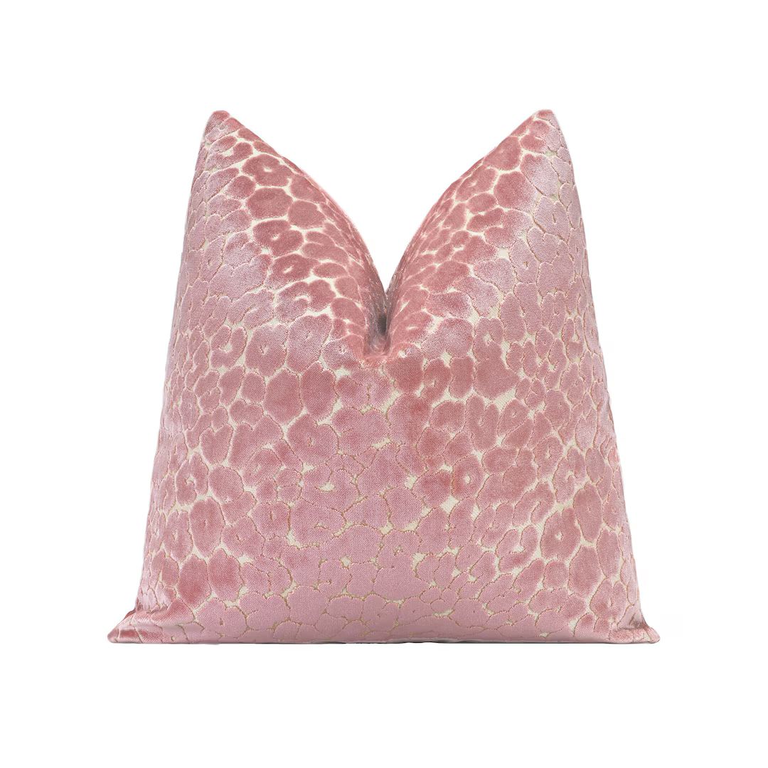 Leopard Velvet Pillow Cover Petal Pink Throw Pillow Cover Designer Cut Velvet Pillow Cover 18x18,... | Etsy (US)