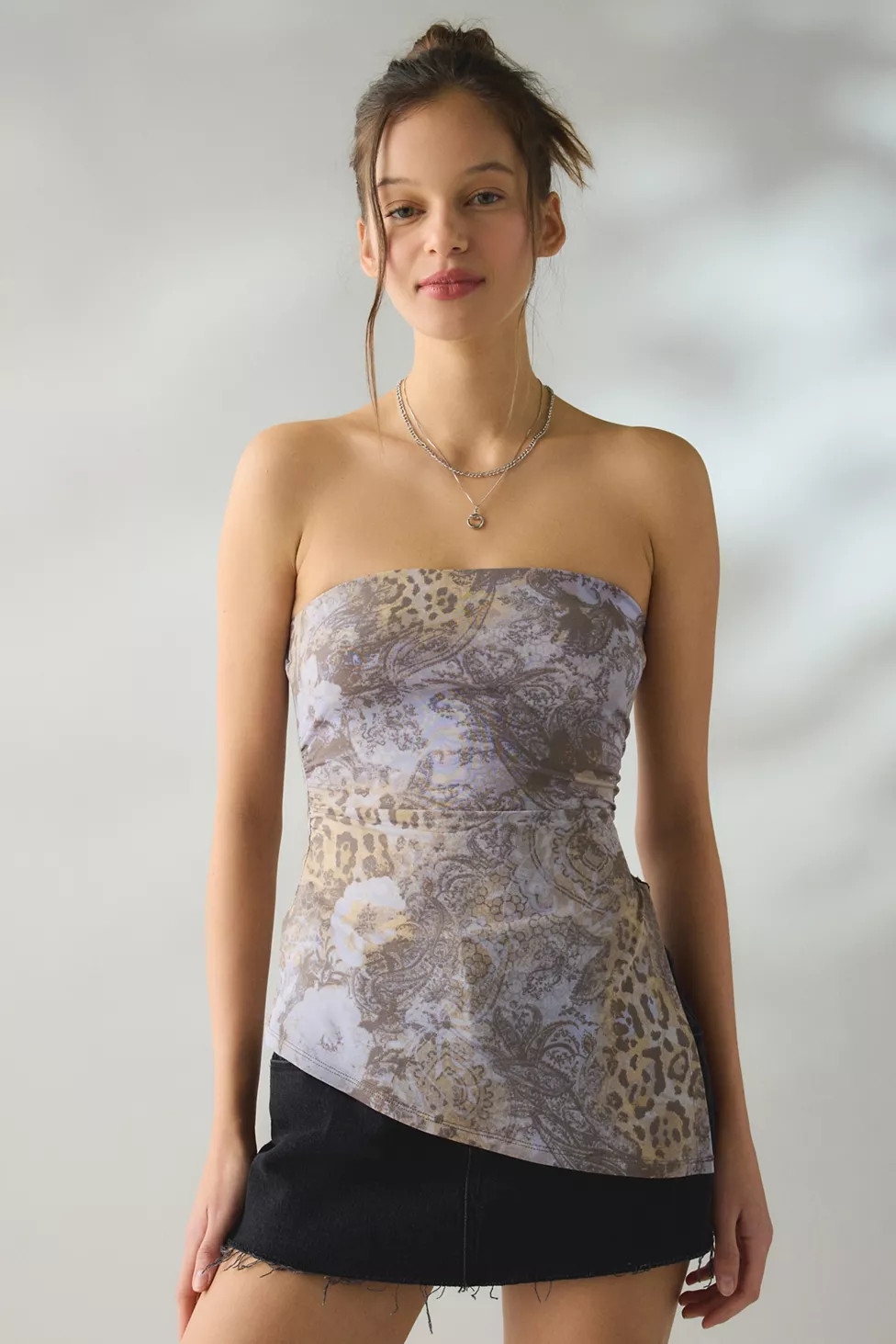 UO Afterparty Asymmetric Side-Slit Flyaway Tube Top | Urban Outfitters (US and RoW)