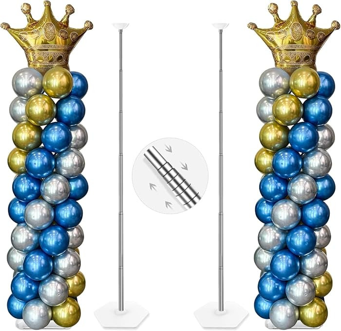 YALLOVE Set of 2 Up to 7-Ft Adjustable Metal Balloon Column Stands | Amazon (US)