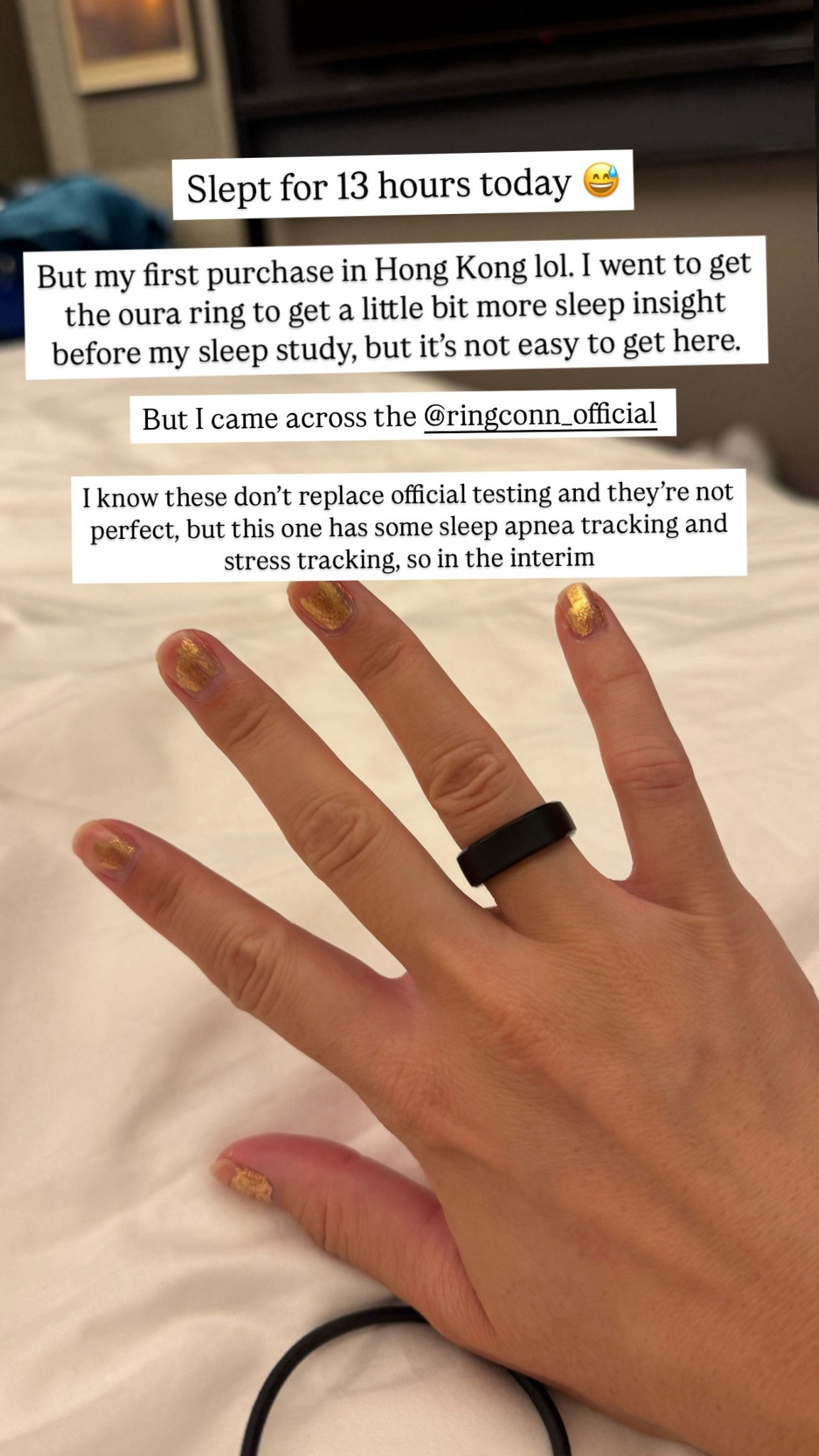 Sleep apnea and sleep tracker ring. I decided to try this one since it’s more affordable than the oura ring and doesn’t have any subscriptions 