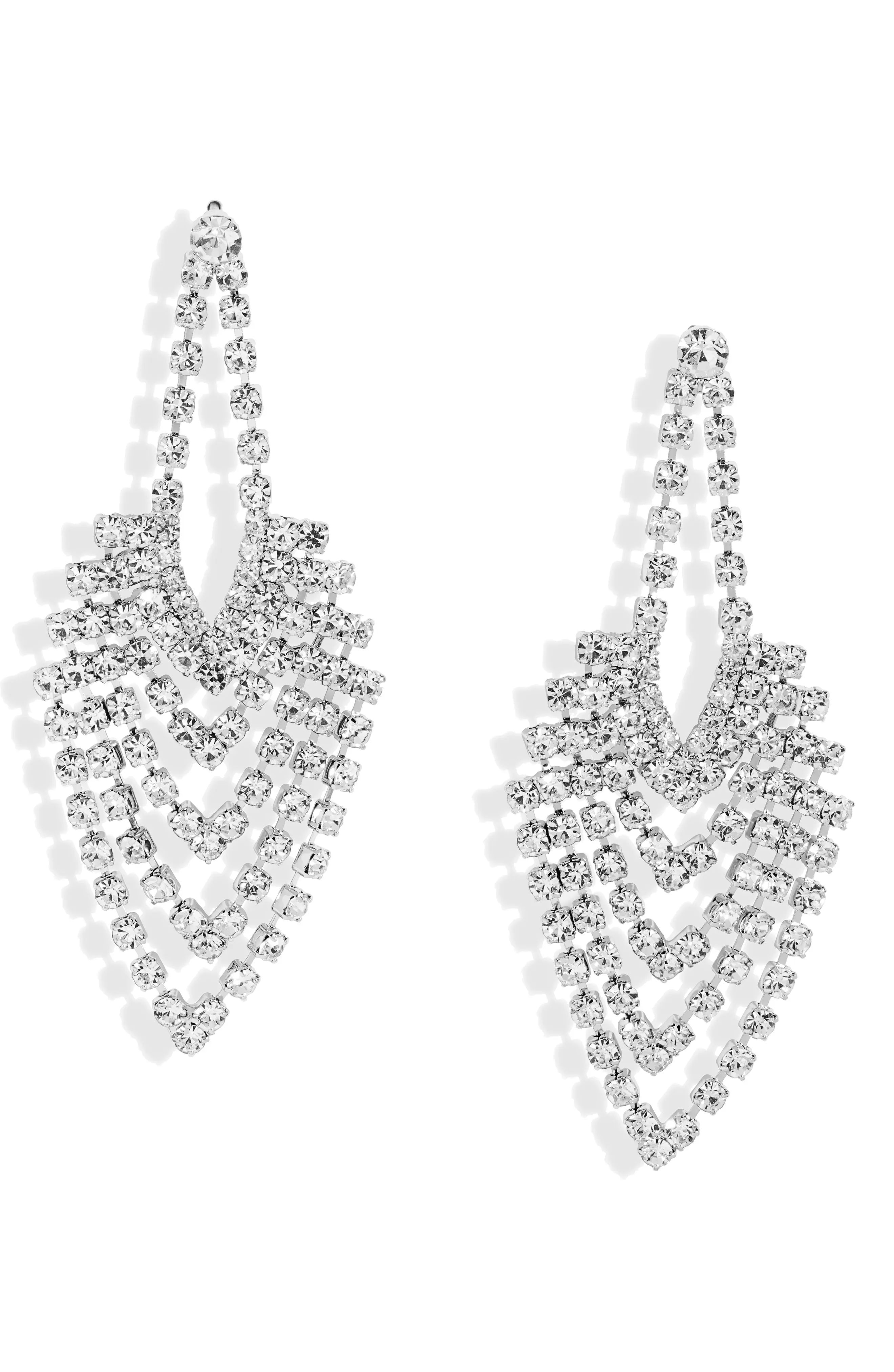 CRISTABELLE Crystal Chandelier Earrings in Crystal/rhod at Nordstrom | Nordstrom