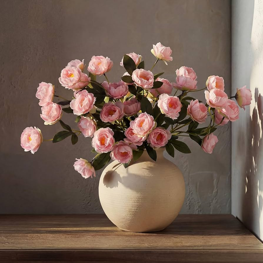 6 Pcs 32" Large Light Pink Artificial Peonies Stems Flowers, Real Look Faux Silk Peony Bouquet 42... | Amazon (US)